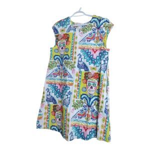 Uncle Frank Sugar Skully V-Neck Size M V-Neck Cap Sleeve Artsy Fun Midi Dress